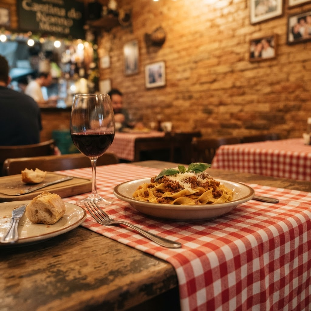 Categoria Comer & Beber: Cantinas, padarias, bares e a tradição gastronômica ítalo-operária do bairro.
