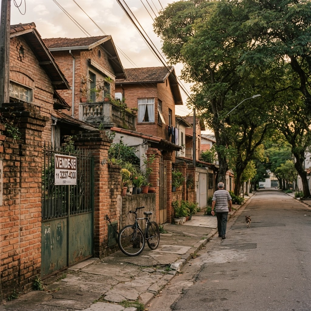Rua residencial da Mooca com casas à venda