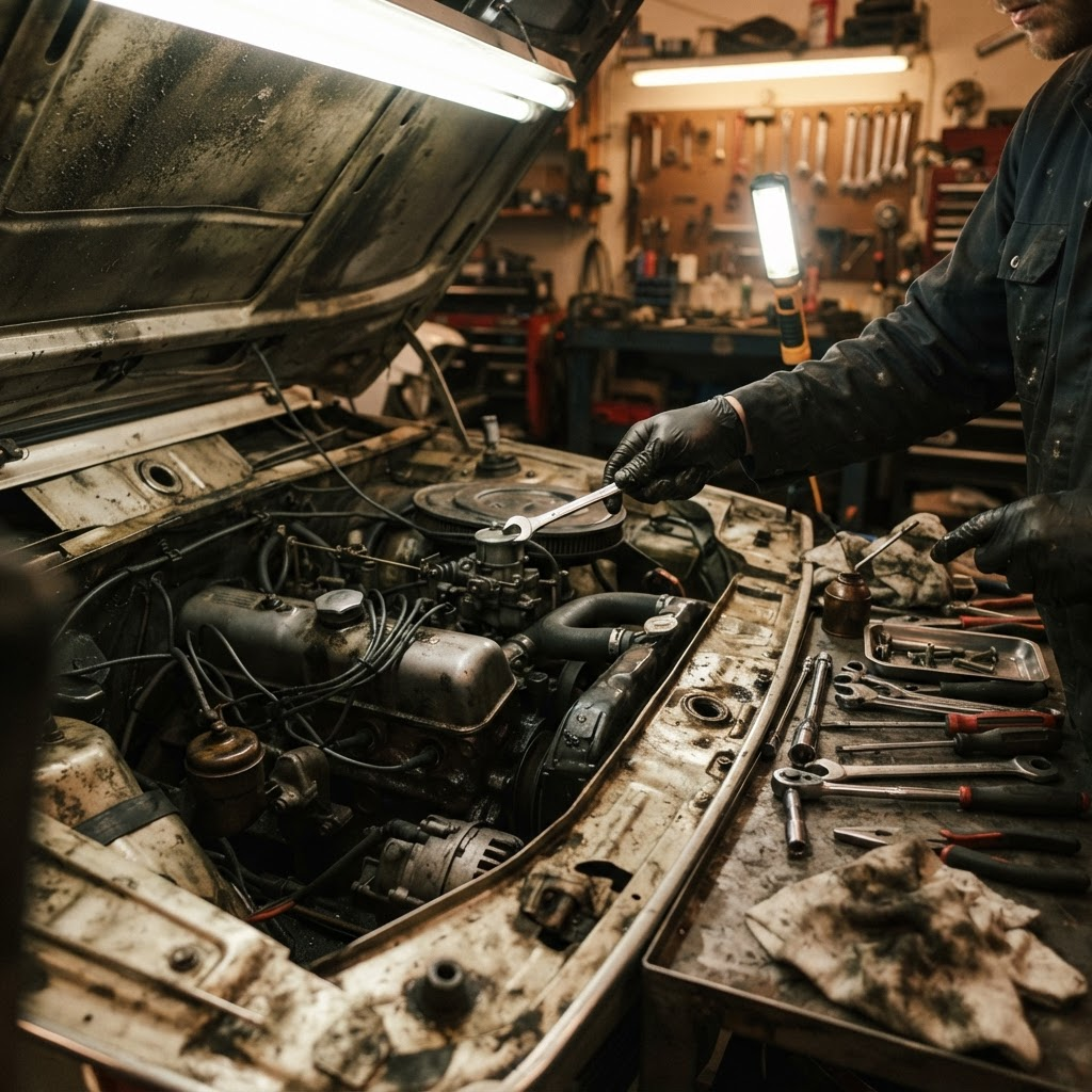 Motor de carro em manutenção
